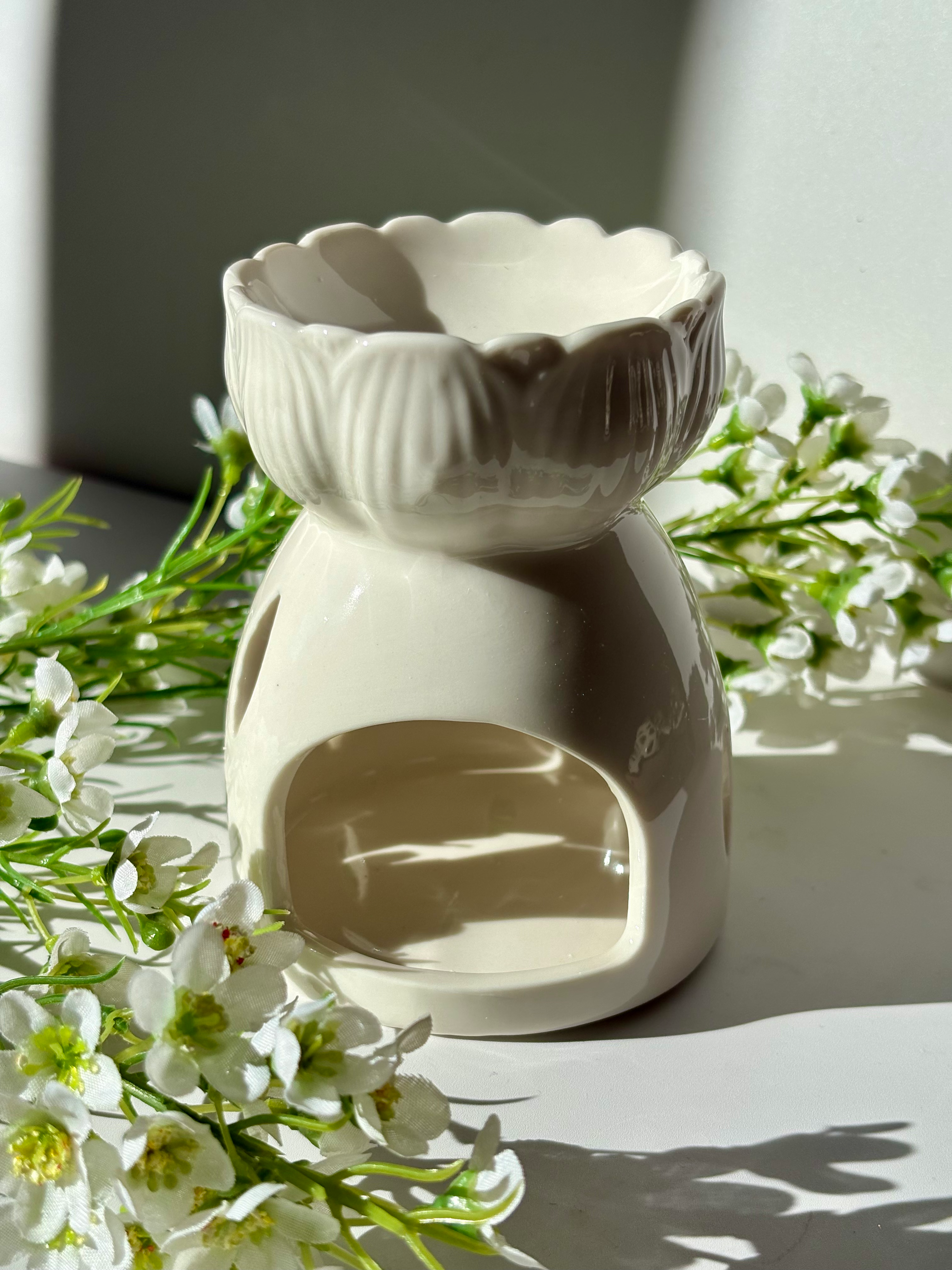 Quemador de Flor de Loto Blanca